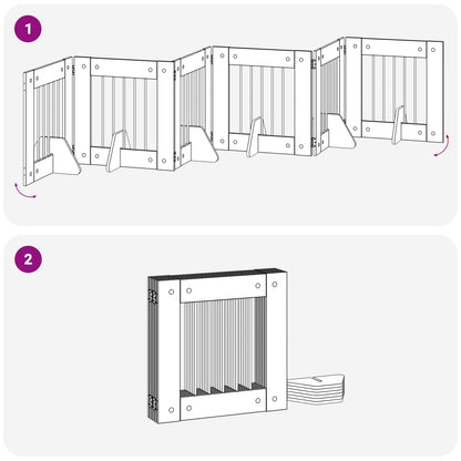 Dog Gate with Stands 6 pcs Black Oak 60 x 60 cm Engineered Wood