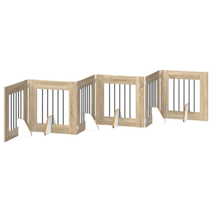 Foldable Dog Gate with Stands 6 pcs Sonoma Oak 362 cm