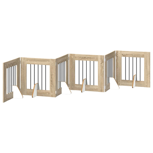 Foldable Dog Gate with Stands 6 pcs Sonoma Oak 362 cm
