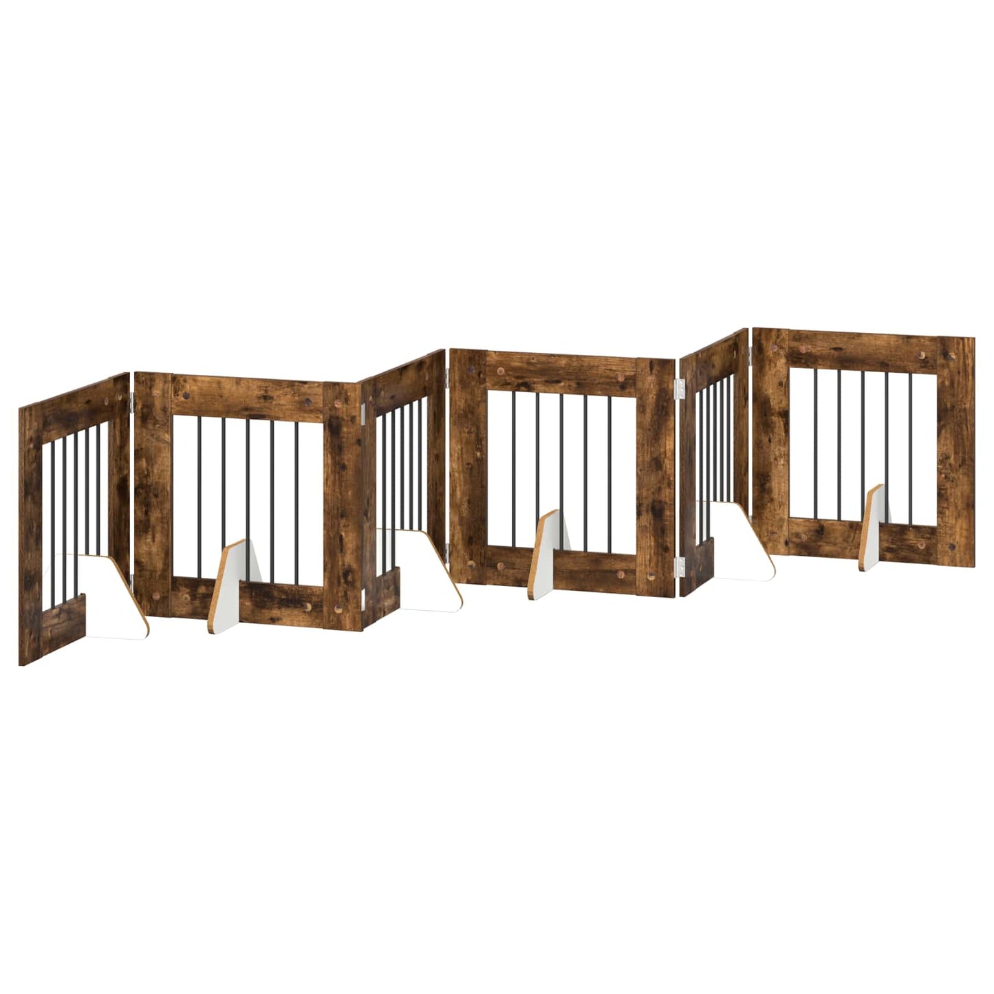 Dog Gate with Stands 6 pcs Smoked Oak 60 x 60 cm
