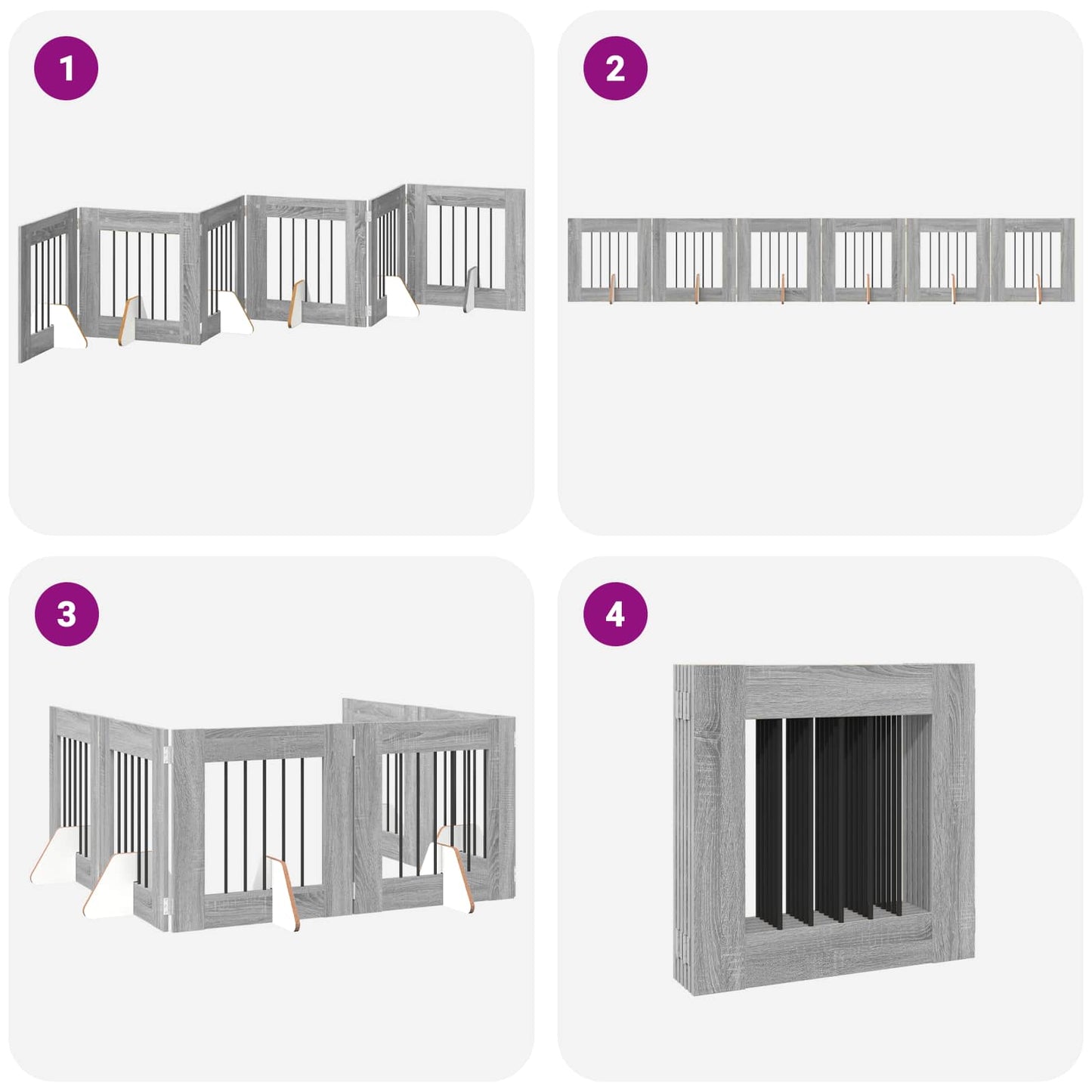 Foldable Dog Gate with Stands 6 pcs Grey Sonoma 362 cm