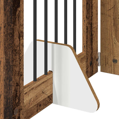 Dog Gate with Stands 6 pcs Old Wood 60 x 60 cm Engineered Wood