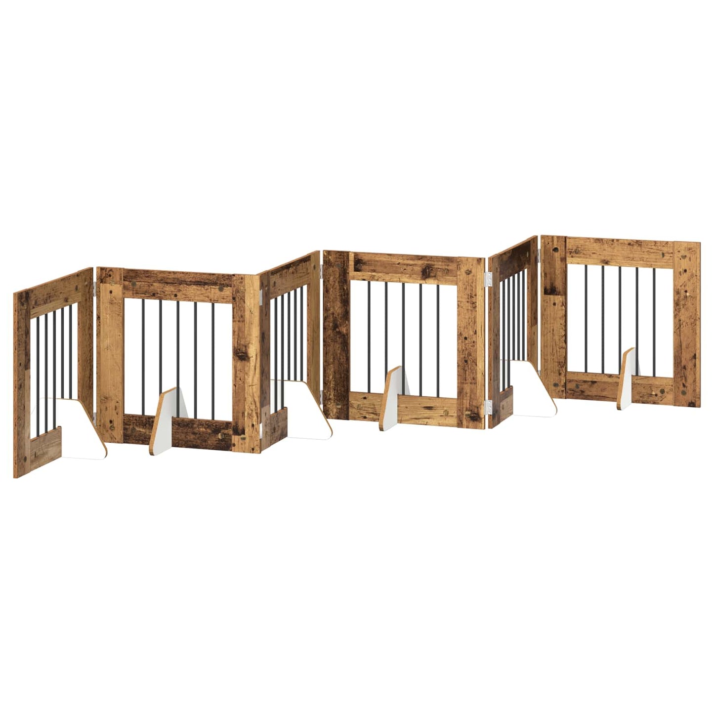 Foldable Dog Gate with Stands 6 pcs Old Wood 362 cm
