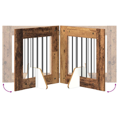 Dog Gate with Stands 6 pcs Old Wood 60 x 60 cm Engineered Wood