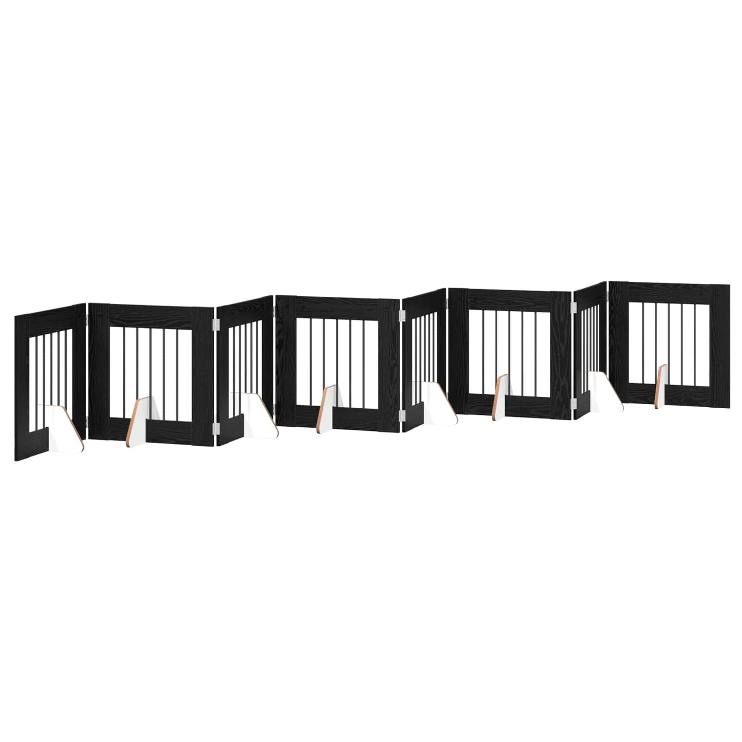 Foldable Dog Gate with Stands 8 pcs Black Oak 60 cm