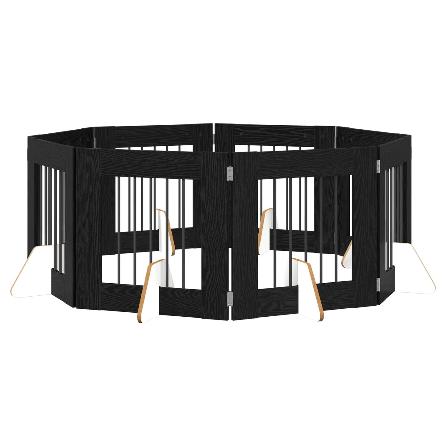Dog Gate with Stands 8 pcs Black Oak 60 x 60 cm Engineered Wood