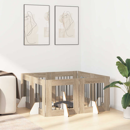 Foldable Dog Gate with Stands 8 pcs Sonoma Oak 60 cm