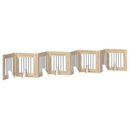 Foldable Dog Gate with Stands 8 pcs Sonoma Oak 60 cm