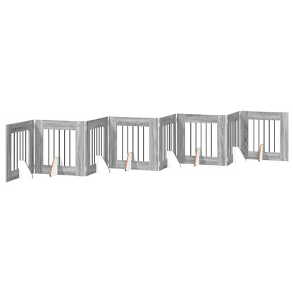 Foldable Dog Gate with Stands 8 pcs Grey Sonoma 60 cm