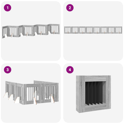 Foldable Dog Gate with Stands 8 pcs Grey Sonoma 60 cm