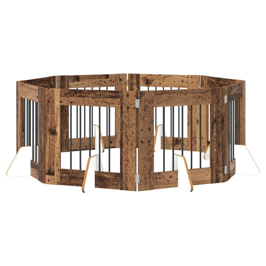 Foldable Dog Gate with Stands 8 pcs Old Wood 60 cm