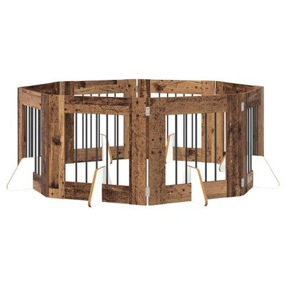 Dog Gate with Stands 8 pcs Old Wood 60 x 60 cm Engineered Wood