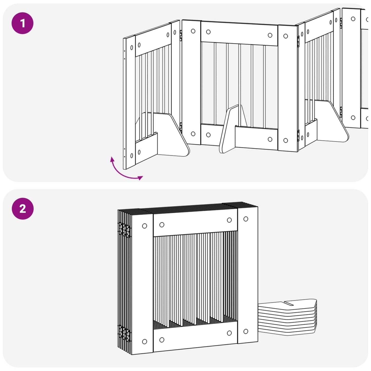Dog Gate with Stands 8 pcs Old Wood 60 x 60 cm Engineered Wood