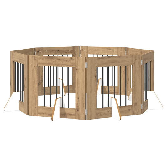 Foldable Dog Gate with Stands 8 pcs Artisan Oak 60 cm