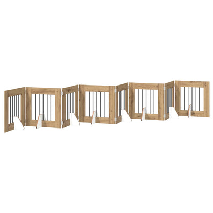 Foldable Dog Gate with Stands 8 pcs Artisan Oak 60 cm
