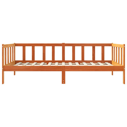 Bed Frame with Headboard Wax Brown 90 x 190 cm Solid Pine Wood