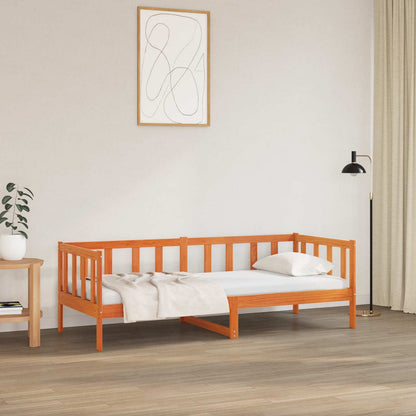 Bed Frame with Headboard Wax Brown 90 x 190 cm Solid Pine Wood
