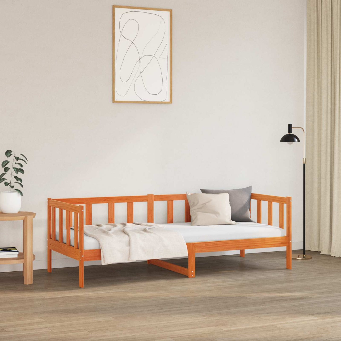Bed Frame with Headboard Wax Brown 90 x 190 cm Solid Pine Wood