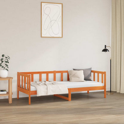Bed Frame with Headboard Wax Brown 90 x 190 cm Solid Pine Wood