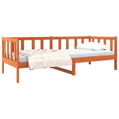 Bed Frame with Headboard Wax Brown 90 x 190 cm Solid Pine Wood