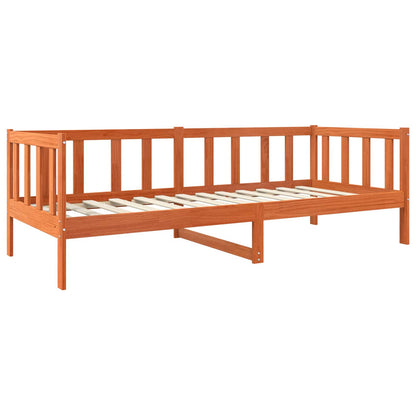 Bed Frame with Headboard Wax Brown 90 x 190 cm Solid Pine Wood
