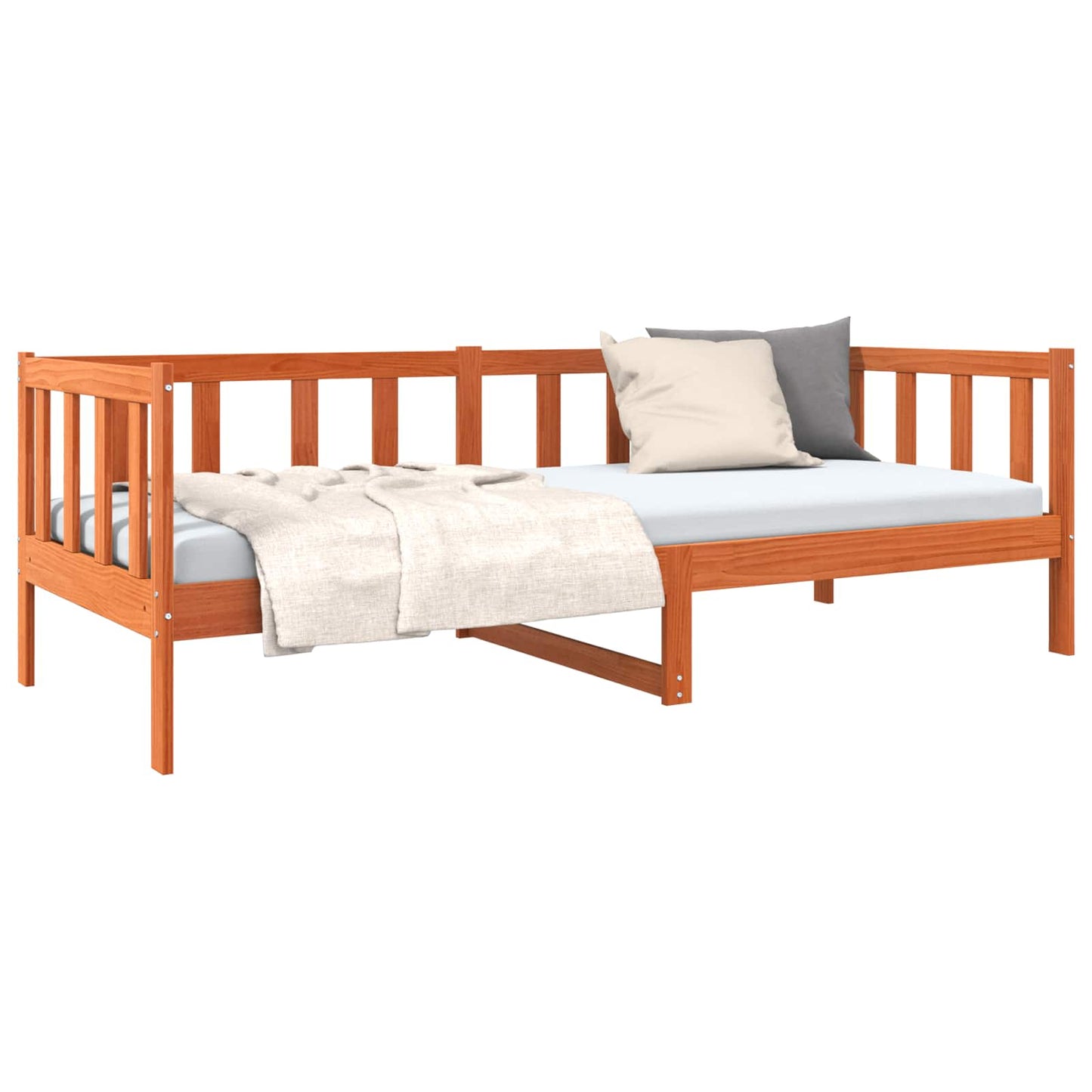 Bed Frame with Headboard Wax Brown 90 x 190 cm Solid Pine Wood