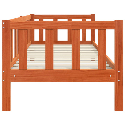 Bed Frame with Headboard Wax Brown 90 x 190 cm Solid Pine Wood