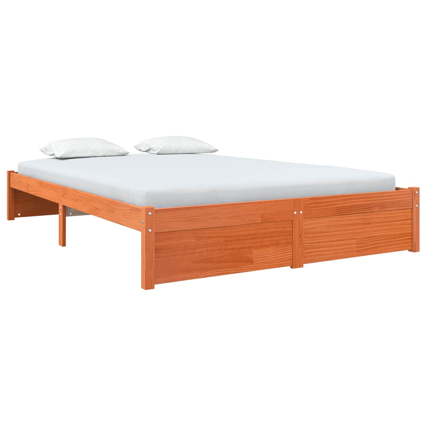 Bed Frame Wax Brown 150 x 200 cm Solid Pine Wood