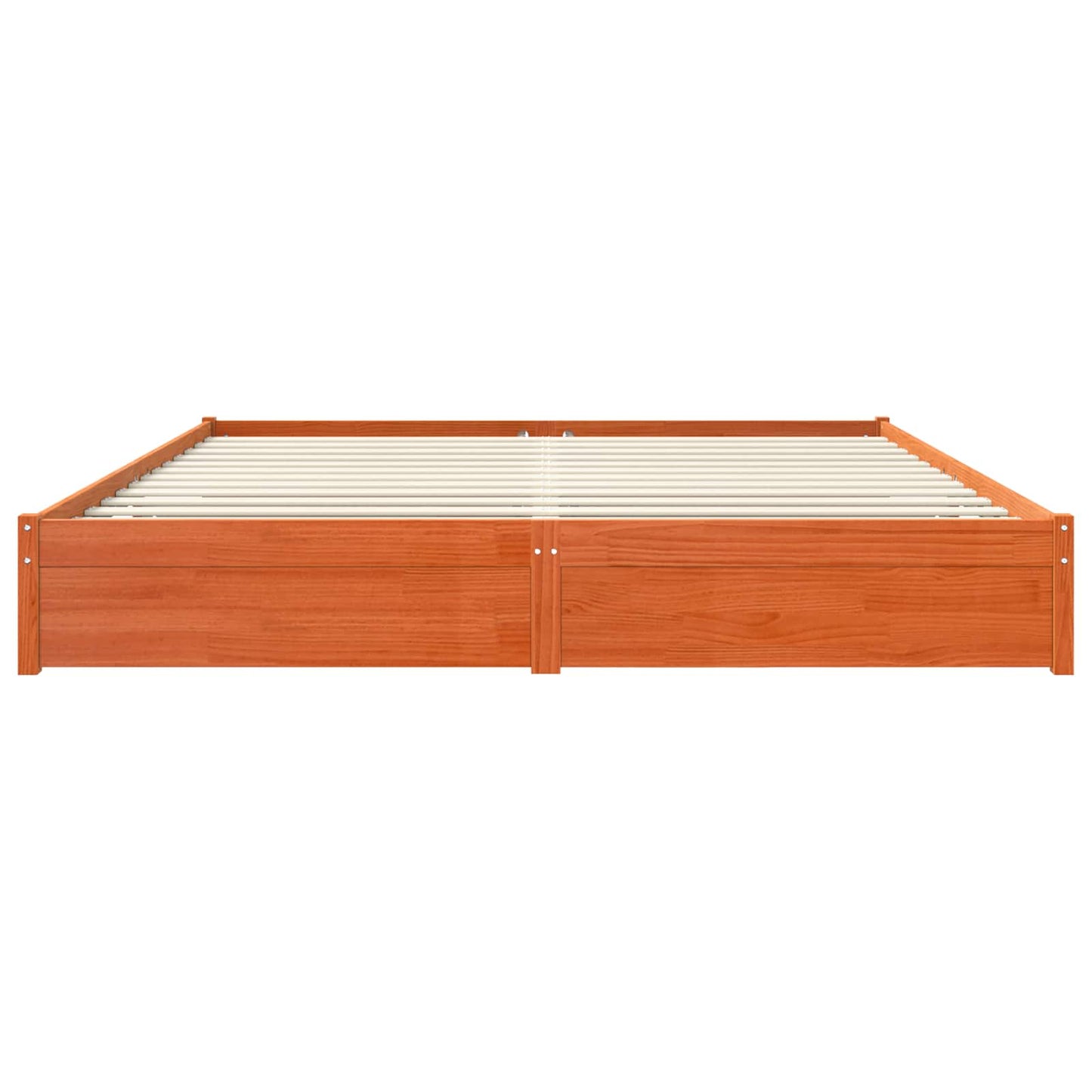 Bed Frame Wax Brown 200 x 200 cm Solid Pine Wood