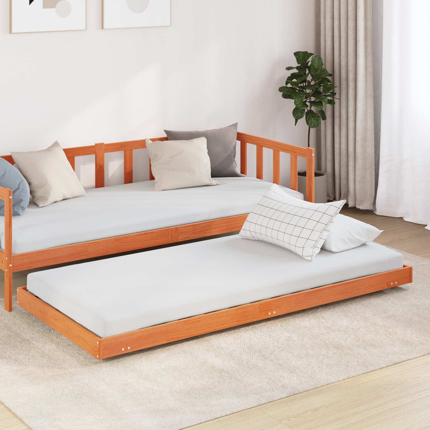 Bed Frame Wax Brown 90 x 200 cm Solid Pine Wood