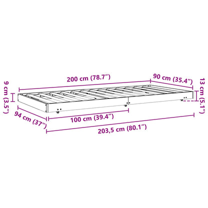 Bed Frame Wax Brown 90 x 200 cm Solid Pine Wood