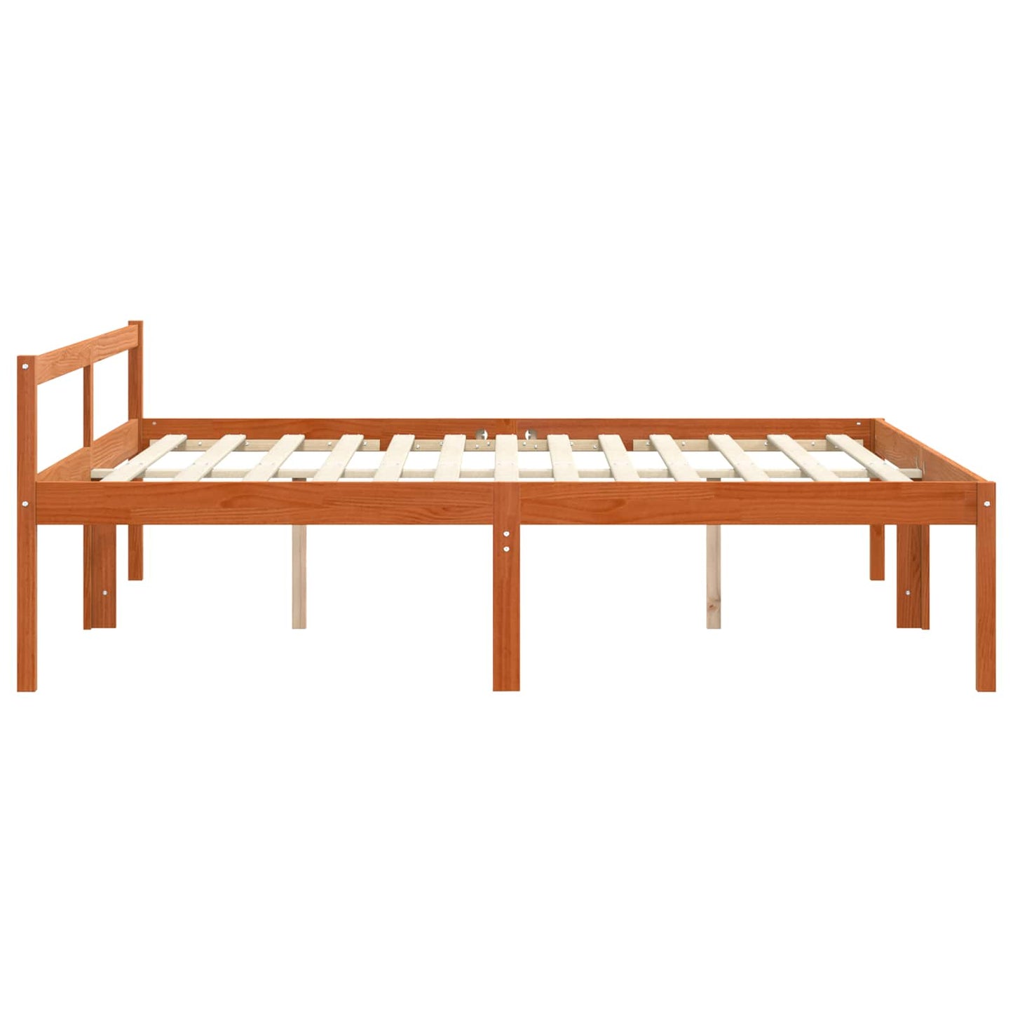 Bed Frame with Headboard Wax Brown 200 x 200 cm Solid Pine Wood
