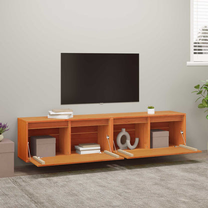 Wall Cabinet 2 pcs Wax Brown 80 x 30 x 35 cm Solid Pine Wood