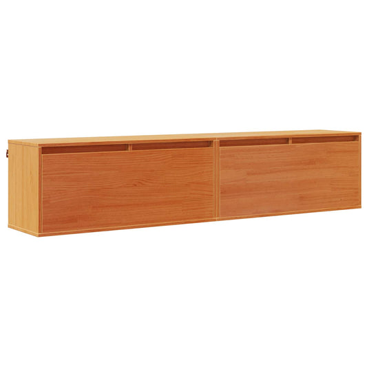Wall Cabinet 2 pcs Wax Brown 80 x 30 x 35 cm Solid Pine Wood