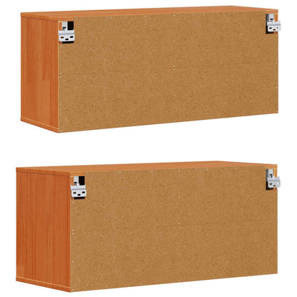 Wall Cabinet 2 pcs Wax Brown 80 x 30 x 35 cm Solid Pine Wood