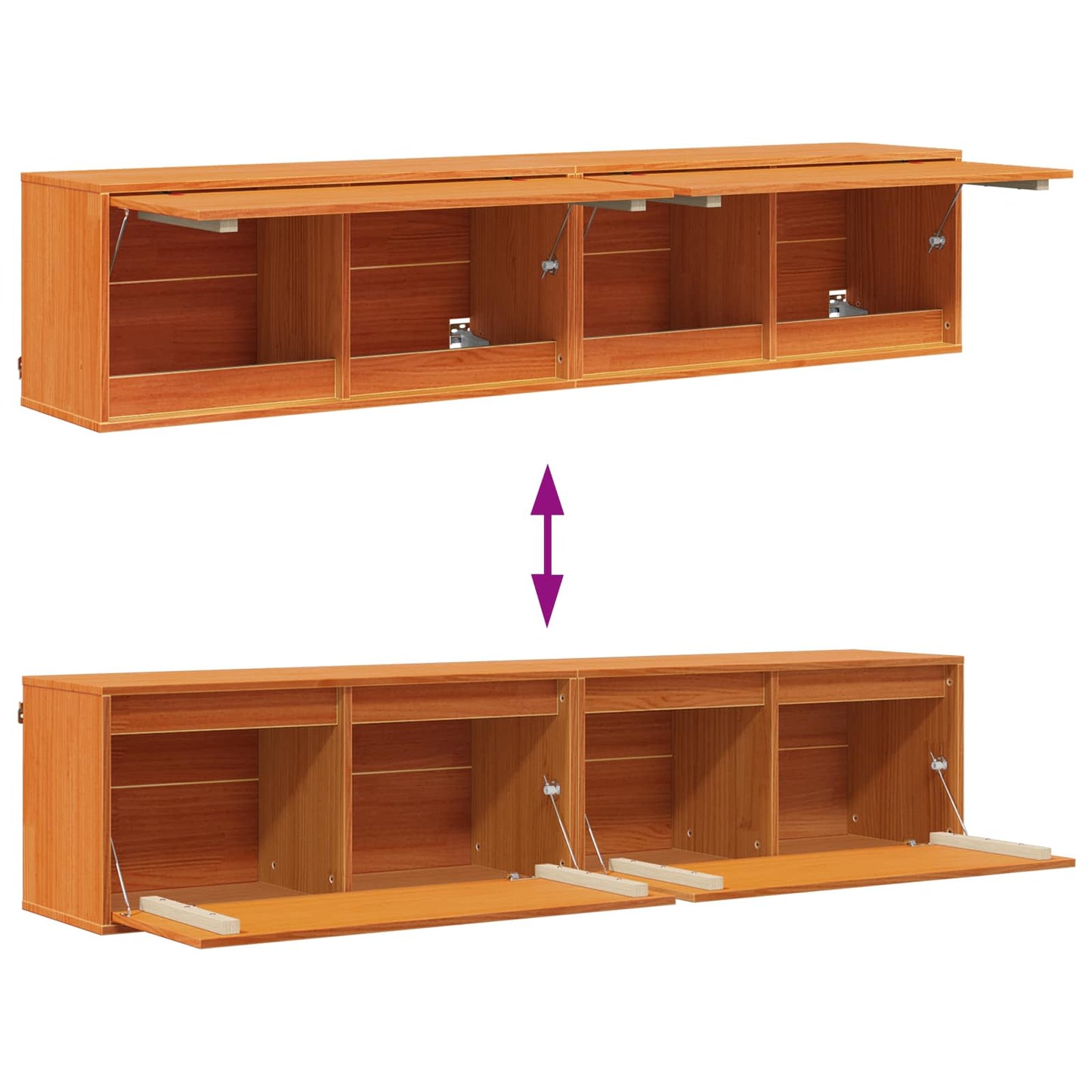 Wall Cabinet 2 pcs Wax Brown 80 x 30 x 35 cm Solid Pine Wood