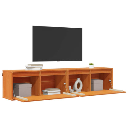 Wall Cabinet 2 pcs Wax Brown 80 x 30 x 35 cm Solid Pine Wood