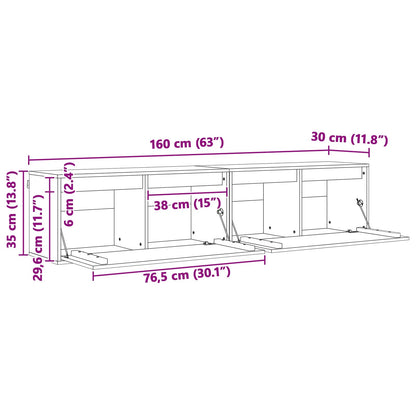 Wall Cabinet 2 pcs Wax Brown 80 x 30 x 35 cm Solid Pine Wood