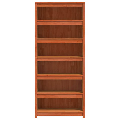 Book Cabinet Wax Brown 80 x 35 x 183 cm Solid Pine Wood