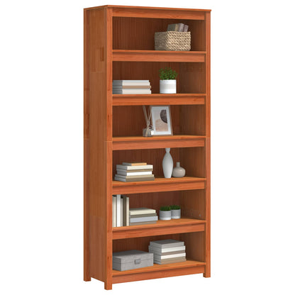 Book Cabinet Wax Brown 80 x 35 x 183 cm Solid Pine Wood