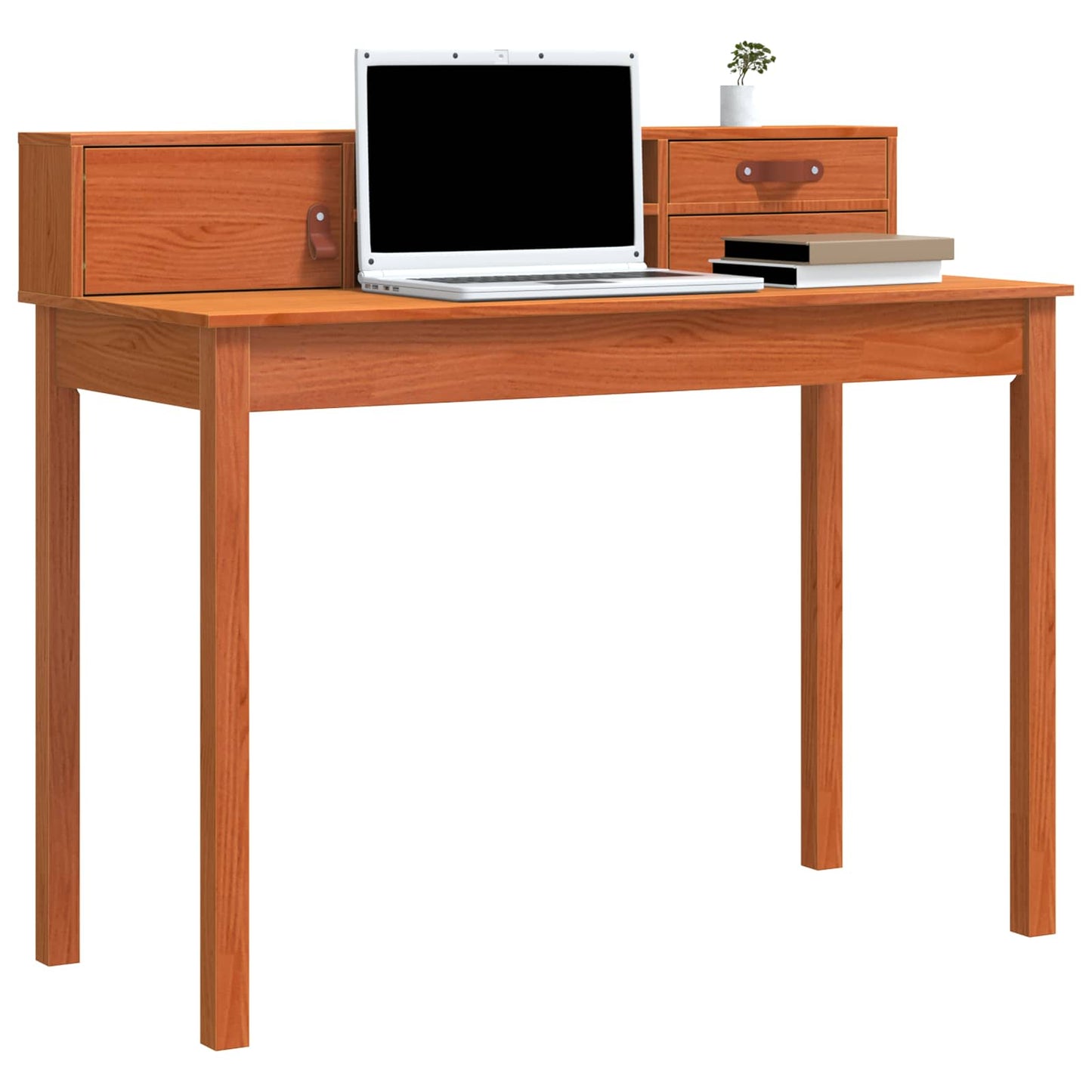 Desk with Drawer Wax Brown 110 x 50 x 93 cm Soild Pine Wood