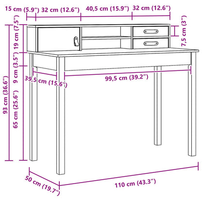 Desk with Drawer Wax Brown 110 x 50 x 93 cm Soild Pine Wood