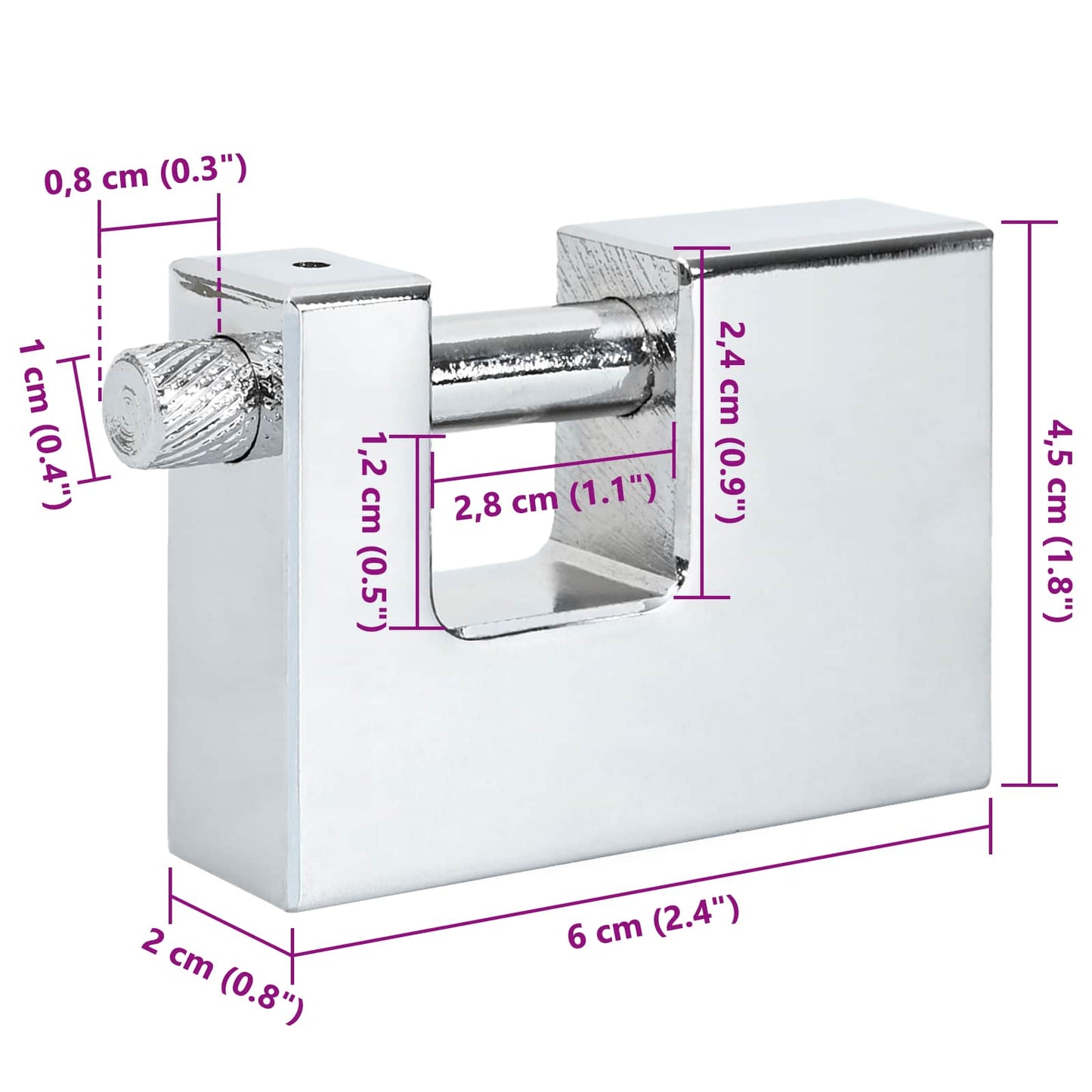 Padlock 12 pcs Silver Steel