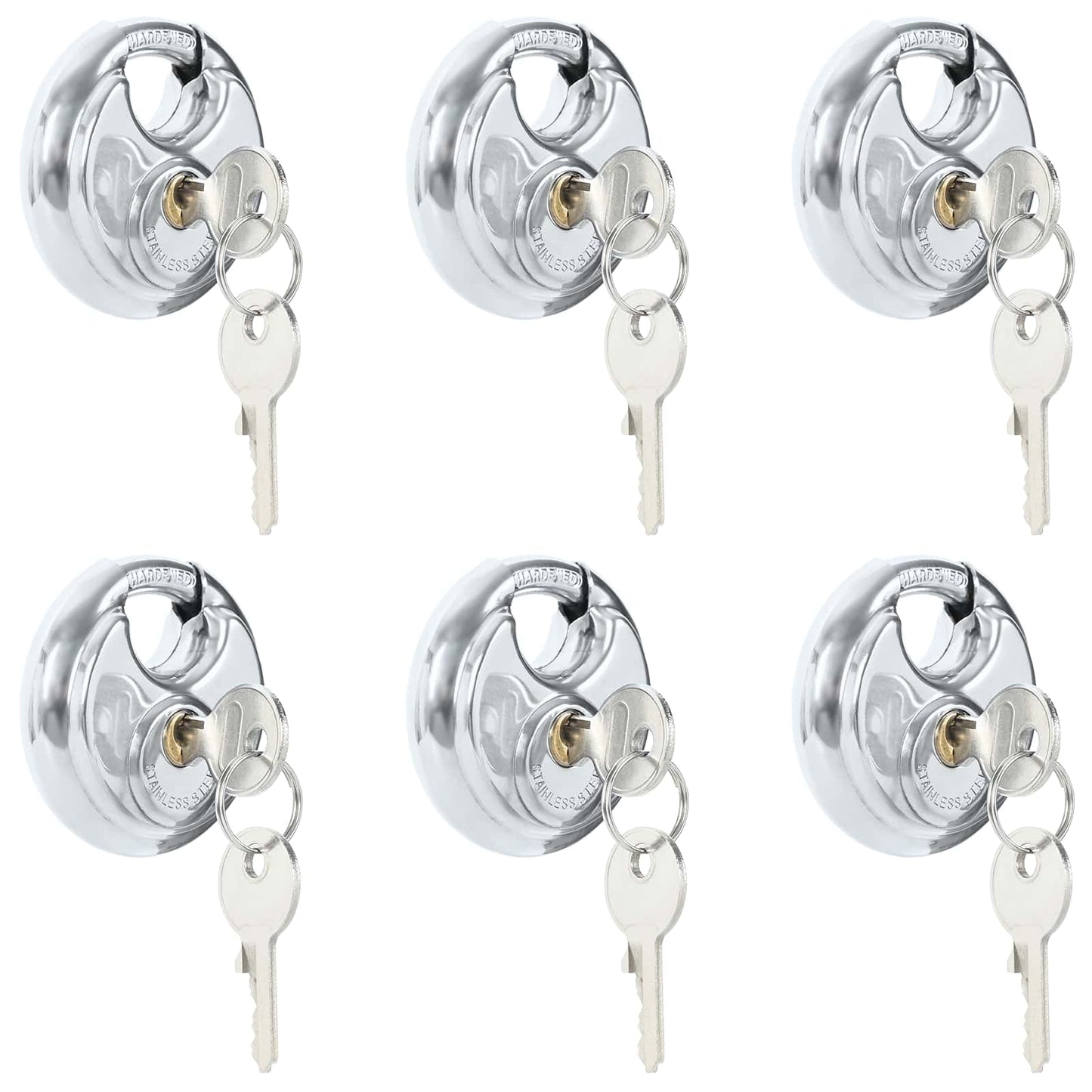 Discus Locks with Keys Silver Stainless Steel