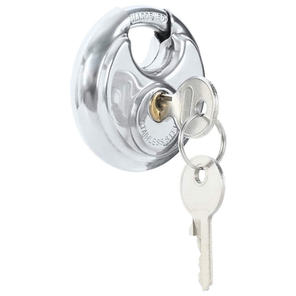 Discus Locks with Keys Silver Stainless Steel