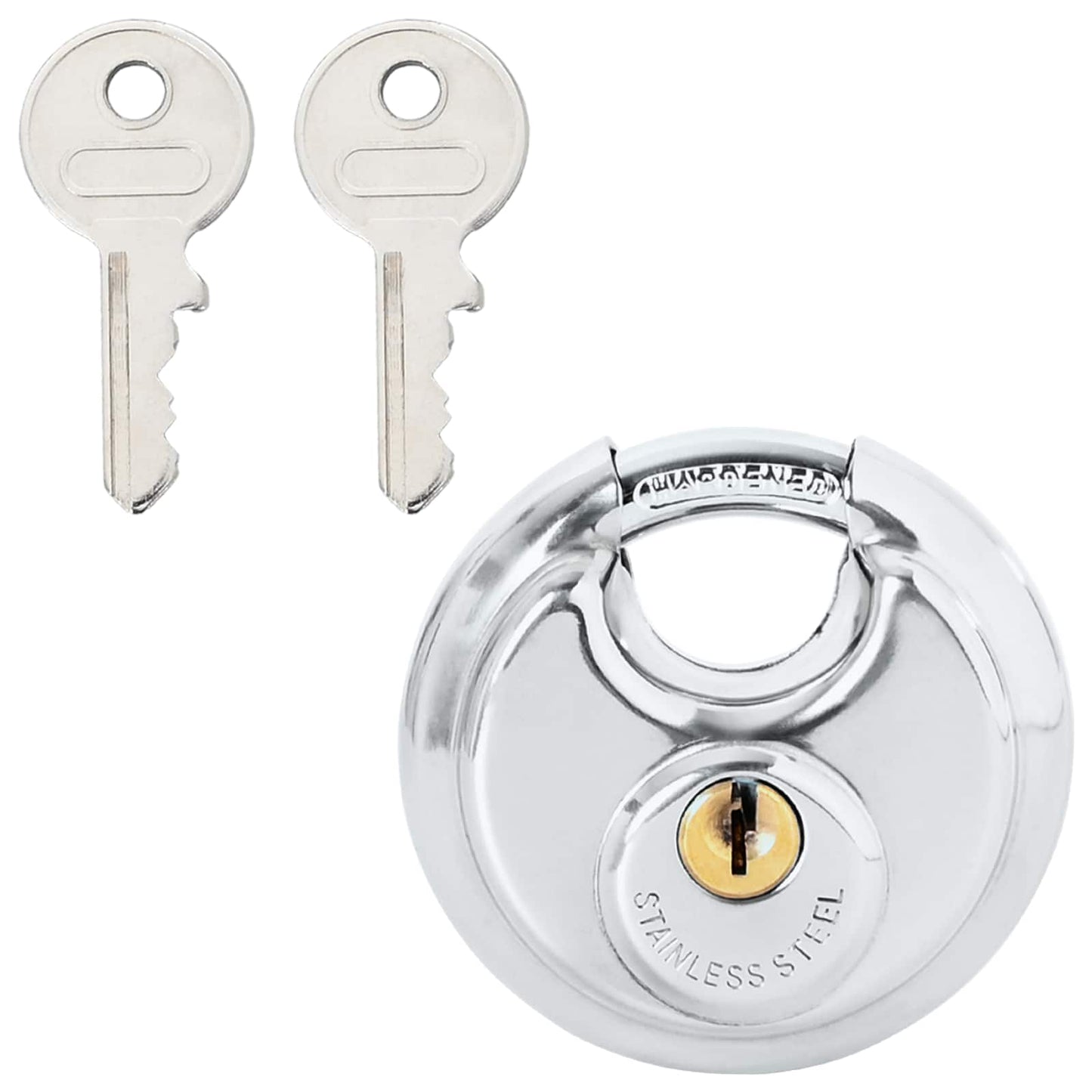 Discus Locks with Keys Silver Stainless Steel