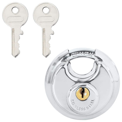 Discus Locks with Keys Silver Stainless Steel