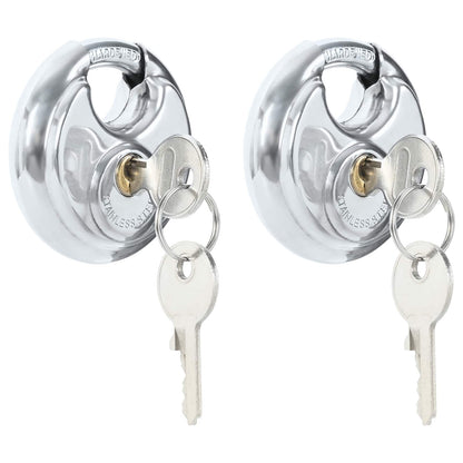 Discus Locks with Keys 2 pcs Silver 7 x 2.4 x 7 cm
