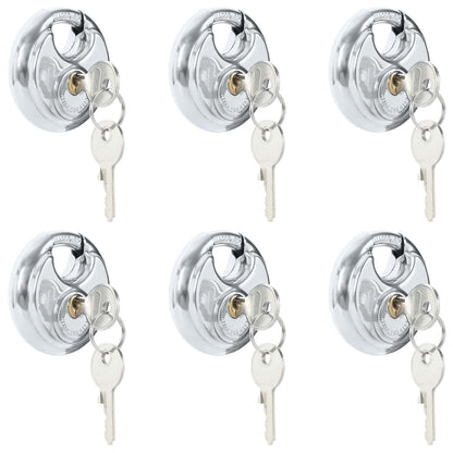 Discus Locks with Keys 6 pcs Silver 7 x 2.4 x 7 cm