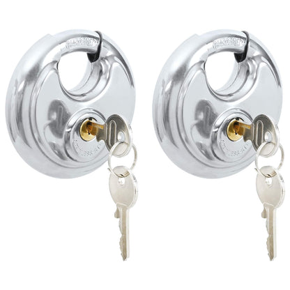 Discus Locks with Keys 2 pcs Silver 8 x 2.8 x 8 cm